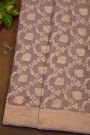 Banarasi Silk Lavender Saree With Floral And Leaves Border