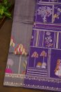 Banarasi Silk Violet Saree With Florals And Women’s Motifs Body
