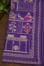 Banarasi Silk Violet Saree With Florals And Women’s Motifs Body
