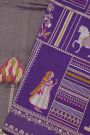 Banarasi Silk Violet Saree With Florals And Women’s Motifs Body