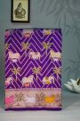 Banarasi Silk Purple Saree With Floral And Cow Motif Border