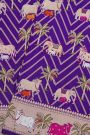 Banarasi Silk Purple Saree With Floral And Cow Motif Border