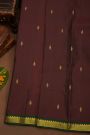 Kancheepuram Pure Silk Brown Saree With Buttis Body Temple Border