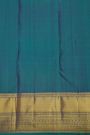 Kancheepuram Pure Silk Teal Blue Saree With Body Florals And Leaves Jaal With Zari Border