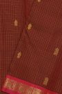 Kancheepuram Pure Silk Maroon Saree With Floral And Leaves Jaal Border