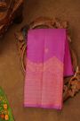 Kancheepuram Pure Silk Pink Saree With Florals And Leaves With Peacocks In Zari Border