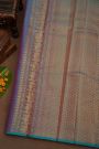 Kancheepuram Pure Silk Pink Saree With Florals And Leaves With Peacocks In Zari Border
