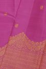 Kancheepuram Pure Silk Pink Saree With Florals And Leaves With Peacocks In Zari Border