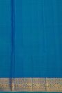 Kancheepuram Pure Silk Sky Blue Saree With Florals And Leaves With Peacocks Border
