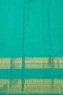 Kancheepuram Pure Silk Sea Green Saree With Florals And Leaves Traditional Gap Border