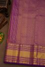 Kancheepuram Silk Yellow Saree With Cross Lines, Florals And Animals Border