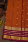 Kancheepuram Pure Silk Rust Purple Saree With Zari Lines Gap Border