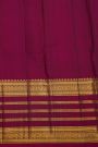 Kancheepuram Pure Silk Rust Purple Saree With Zari Lines Gap Border