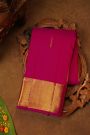 Kancheepuram Pure Silk Pink Saree Leaf Body With Kaddi Border