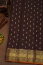 Kancheepuram Pure Silk Black Saree And Peacocks With Zari Border