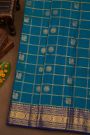 Kancheepuram Pure Silk Royal Blue Saree With Florals And Leaves Border