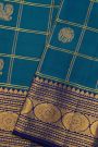 Kancheepuram Pure Silk Royal Blue Saree With Florals And Leaves Border