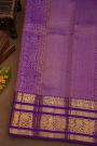 Kancheepuram Pure Silk Lavender Saree With Floral And Peacocks Border