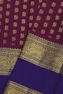Kancheepuram Pure Silk Wine Saree With Mythical Lion-Elephant Creature Border