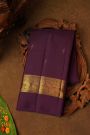 Kancheepuram Pure Silk Purple Saree With Muniya Buttis Edge Border