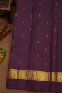 Kancheepuram Pure Silk Purple Saree With Muniya Buttis Edge Border