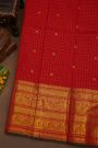 Kancheepuram Pure Silk Red Saree With Florals And Birds With Animals Border