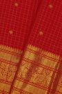 Kancheepuram Pure Silk Red Saree With Florals And Birds With Animals Border