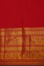 Kancheepuram Pure Silk Red Saree With Florals And Birds With Animals Border