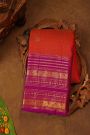 Kancheepuram Pure Silk Orange Saree With Florals And Peacocks Border