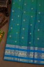Kancheepuram Pure Silk Peacock Green Green Saree With Florals And Leaves Border