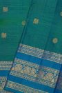 Kancheepuram Pure Silk Peacock Green Green Saree With Florals And Leaves Border