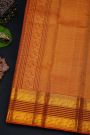 Kancheepuram Silk Brown Saree With Florals And Peacocks With Zari Lines Border