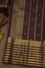 Kancheepuram Pure Silk Brown Saree With Kaddi Border