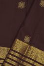 Kancheepuram Pure Silk Brown Saree With Kaddi Border