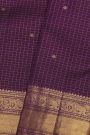 Kancheepuram Pure Silk Violet Saree With Florals And Leaves Traditional Border