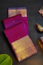 Kancheepuram Silk Purple Saree With Traditional Kaddi Border
