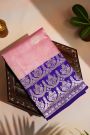 Fancy Matka Silk Baby Pink Saree With Florals And Buttis Body And Contrast Florals And Leaves Border