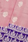 Fancy Matka Silk Baby Pink Saree With Florals And Buttis Body And Contrast Florals And Leaves Border