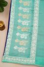 Fancy Matka Silk Royal Blue Saree With Buttis Body And Contrast Florals And Leaves Border