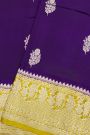 Fancy Matka Silk Dark Violet Saree With Florals And Buttis Body And Contrast Florals And Leaves Border