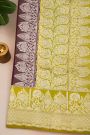 Fancy Matka Silk Dark Wine Saree With Florals And Buttis Body And Contrast Florals And Leaves Border