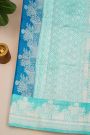 Fancy Matka Silk Royal Blue Saree With Florals And Buttis Body And Contrast Florals And Leaves Border