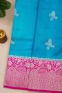 Fancy Matka Silk Royal Blue Saree With Florals And Leaves Body And Contrast Florals And Leaves Jaal Border