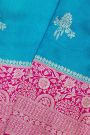 Fancy Matka Silk Royal Blue Saree With Florals And Leaves Body And Contrast Florals And Leaves Jaal Border