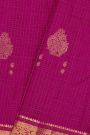 Kancheepuram Silk Magenta Saree With Florals And Peacocks In Zari Checks