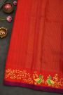 Gadwal Silk Bottle Green Saree With Floral Jaal With Peacocks In Hand Printed Border