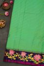 Gadwal Silk Sea Green Saree With Tanjore Hand-Painting Border