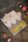 Gadwal Silk Off White Saree With Tanjore Hand-Painted Border And Floral Brocade Pallu