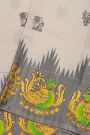 Gadwal Silk Off White Saree With Tanjore Hand-Painted Border And Floral Brocade Pallu
