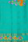 Gadwal Silk Orange Saree With Tanjore Hand Painting Border